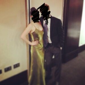 Shimmery Olive Green Strappy vintage Gown